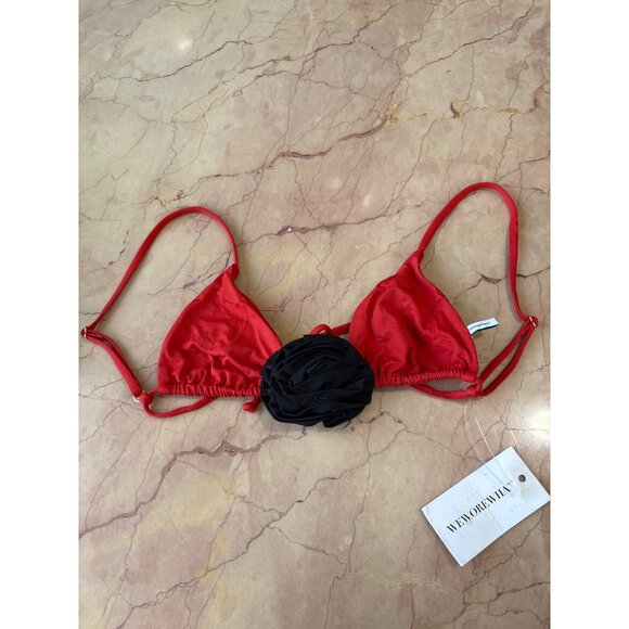 WeWoreWhat Cooper Bikini Top in Barn Red XSmall New Womens Swimsuit - Picture 5 of 11
